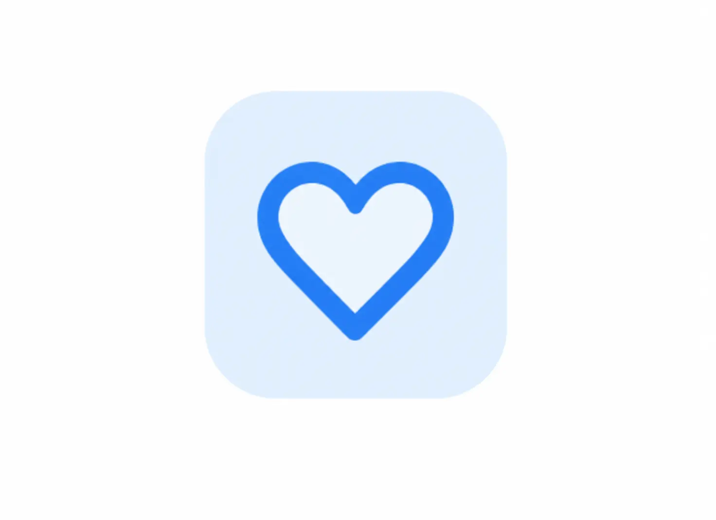 Blue heart outline icon on a light blue background