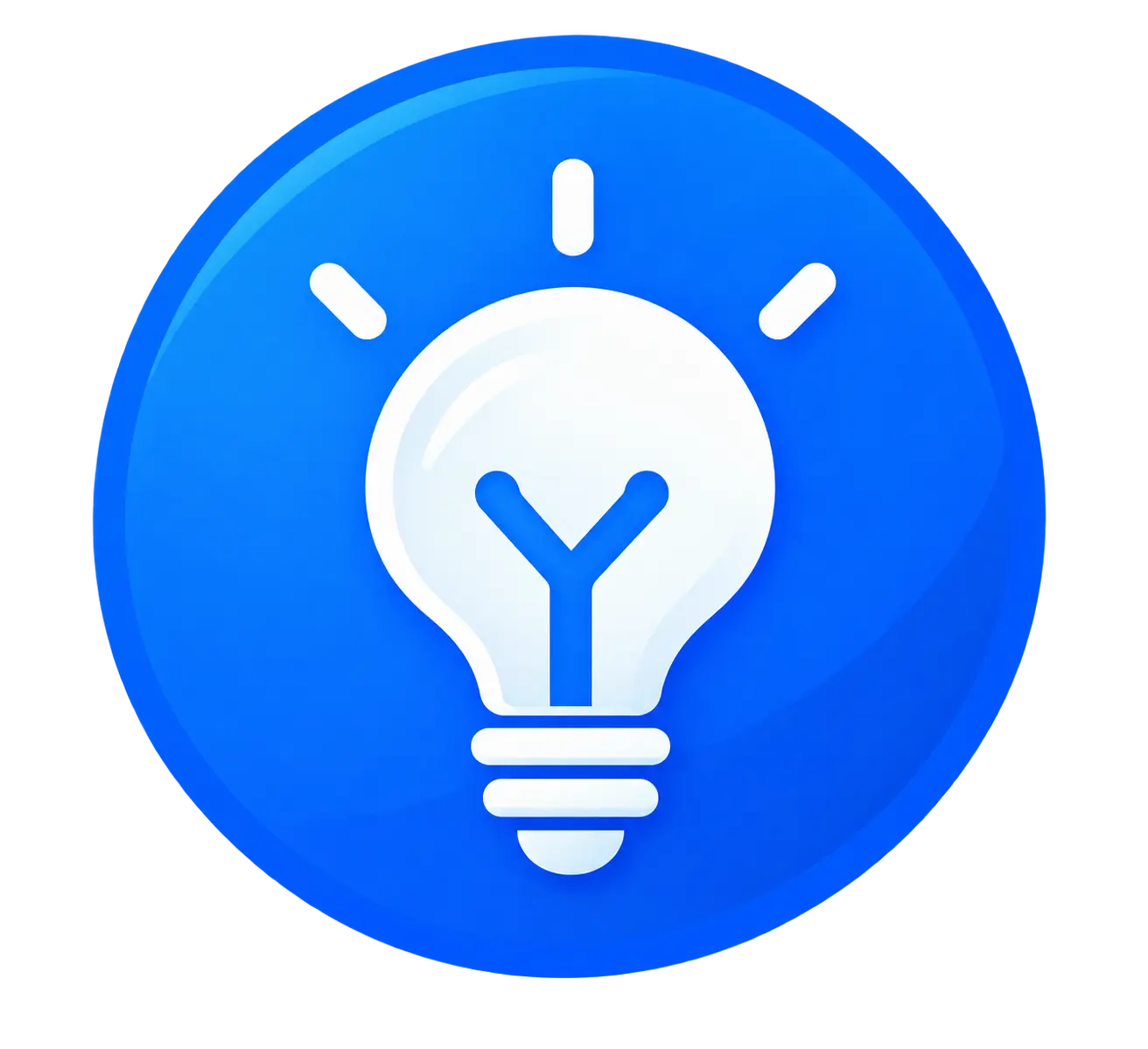 Blue light bulb icon representing an idea or helpful tip