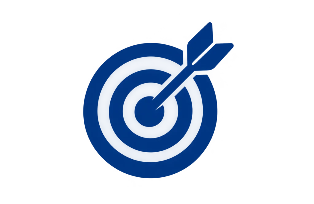 Blue target with an arrow pointing at the center