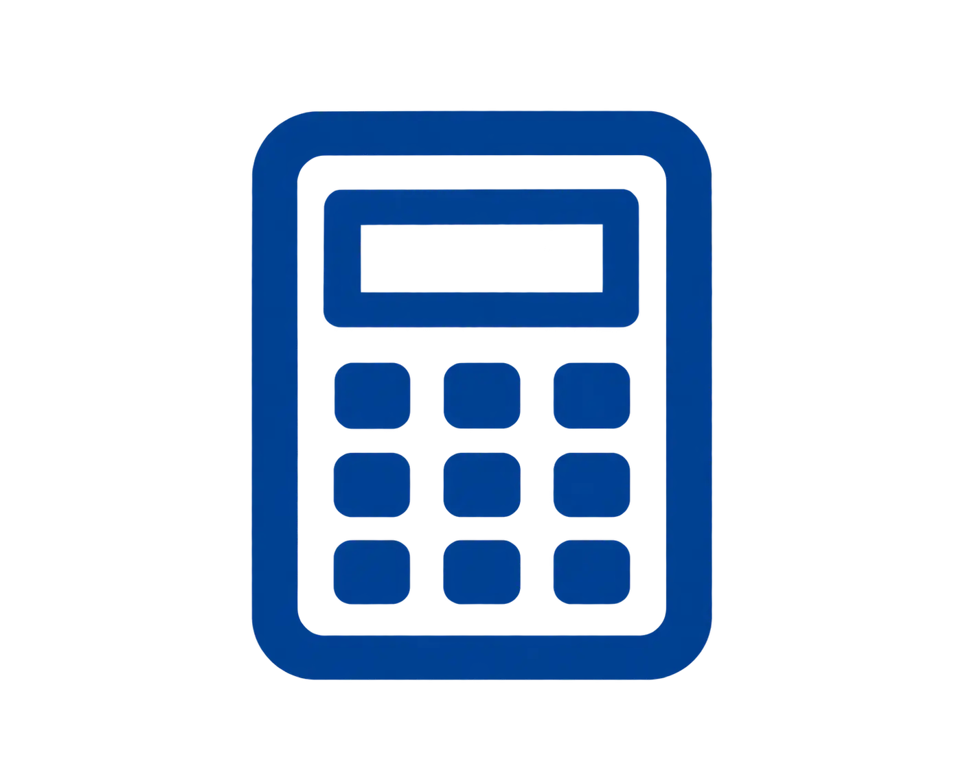 Blue calculator icon with a display screen and buttons