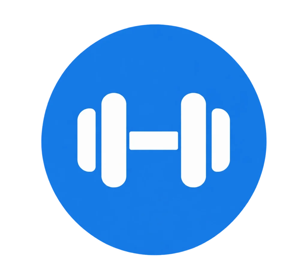 Blue fitness profile icon representing a person