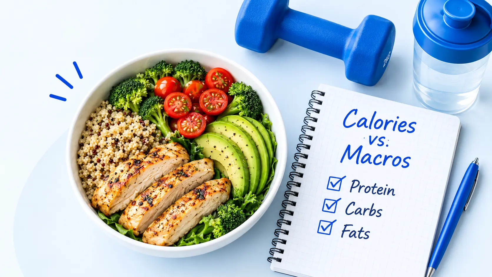Macro calculator : Calories vs macros comparison showing protein, carbs, and fats for nutrition planning